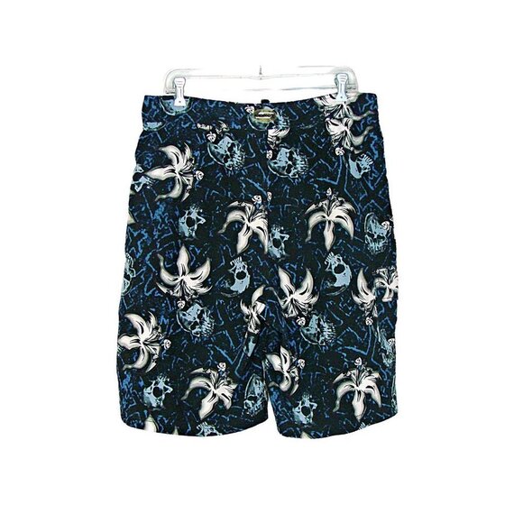 Mens Sideout Floral and Skulls Drawstring Hybrid Board Shorts Swim Trunks Sz 36 - Picture 2 of 12